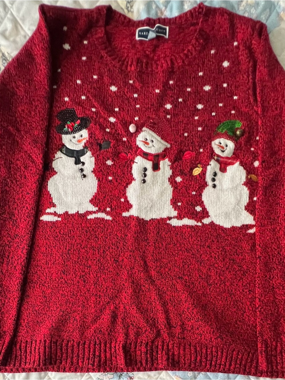 Karen Scott Red Snowman Crewneck Sweater